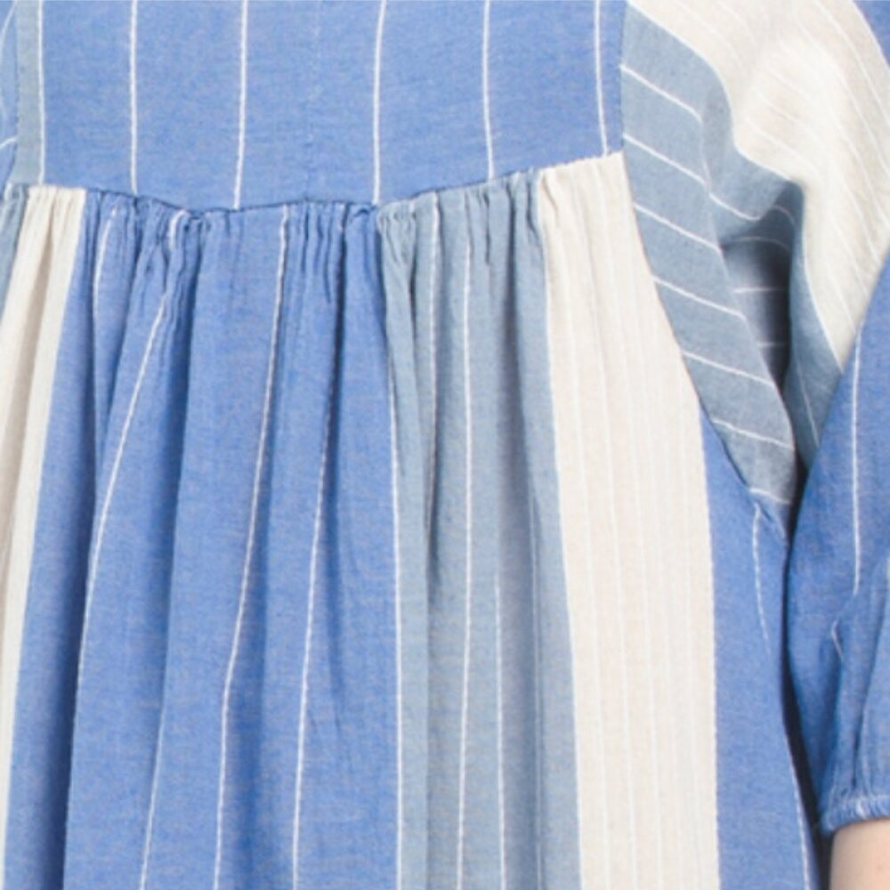NWT Laura Gotti Blue Striped Midi Dress Made in Italy Coastal Artisan - Picture 5 of 8
